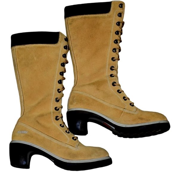 Vintage Lugz Y2K Tall Tan Leather Lace-up Boots - Picture 3 of 14